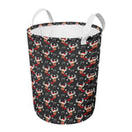 Santa Claus Deer Pattern Print Round Laundry Basket