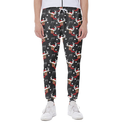 Santa Claus Deer Pattern Print Scuba Joggers