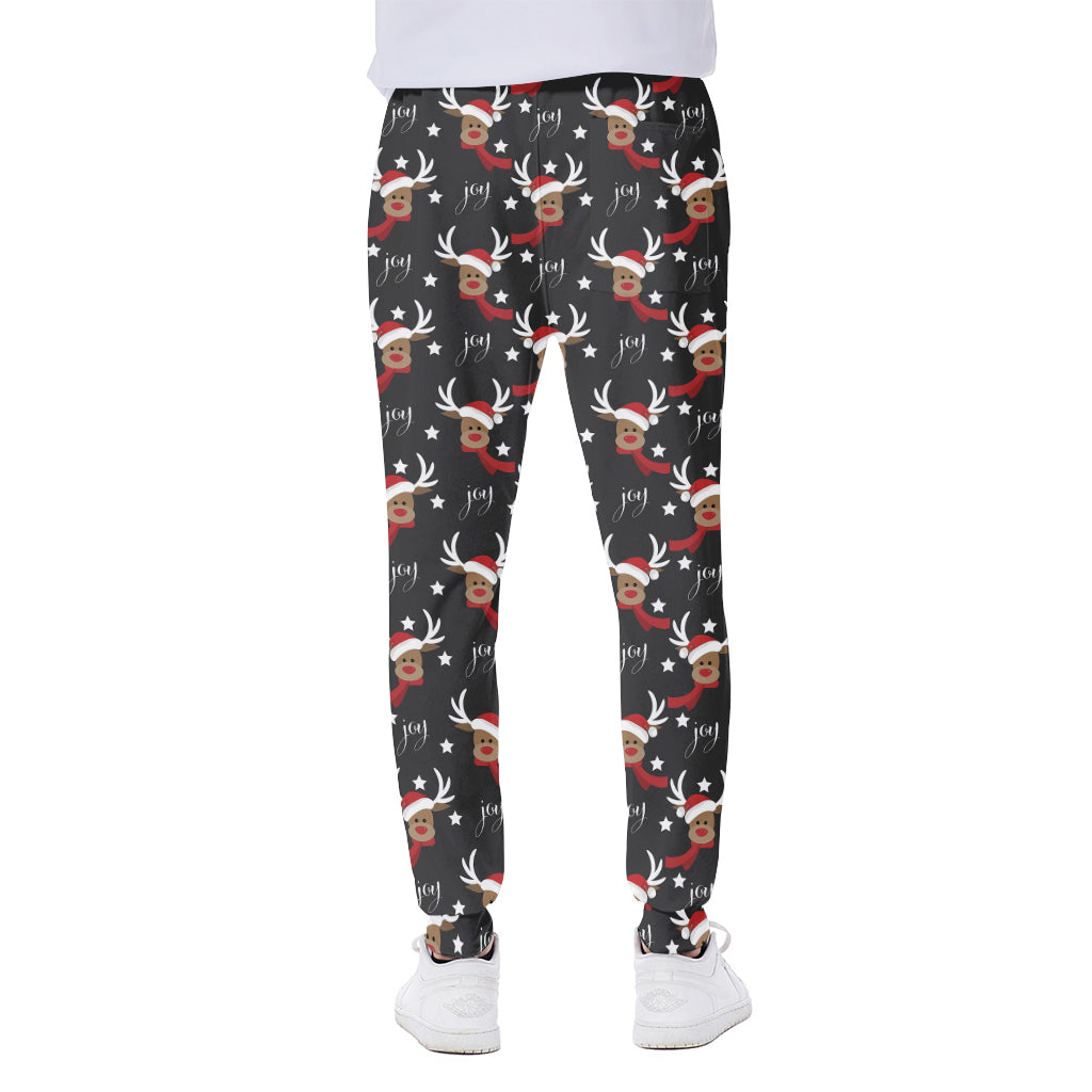 Santa Claus Deer Pattern Print Scuba Joggers