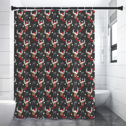 Santa Claus Deer Pattern Print Shower Curtain