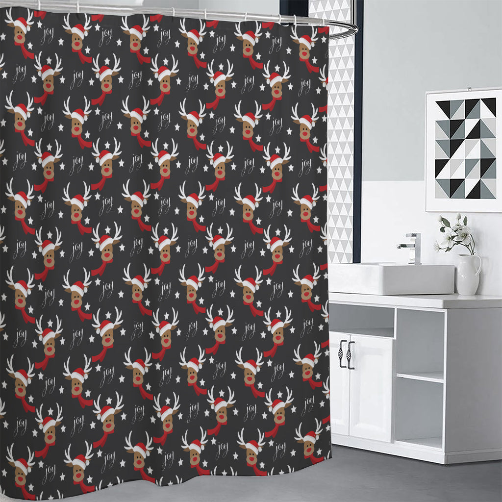 Santa Claus Deer Pattern Print Shower Curtain