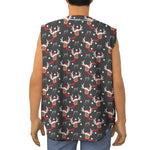 Santa Claus Deer Pattern Print Sleeveless Baseball Jersey