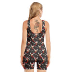 Santa Claus Deer Pattern Print Sleeveless One Piece Swimsuit
