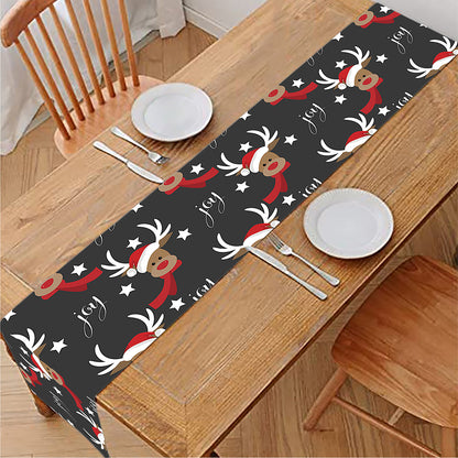 Santa Claus Deer Pattern Print Table Runner