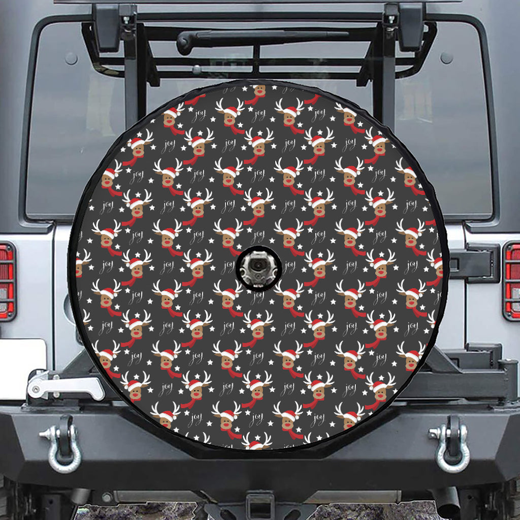 Santa Claus Deer Pattern Print Tire Cover With Camera Hole