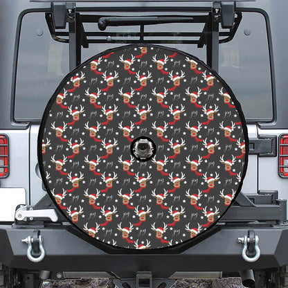 Santa Claus Deer Pattern Print Tire Cover With Camera Hole