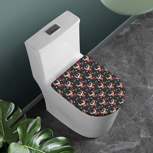 Santa Claus Deer Pattern Print Toilet Lid Cover