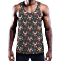 Santa Claus Deer Pattern Print Men's Workout Tank Top