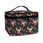 Santa Claus Deer Pattern Print Travel Makeup Bag