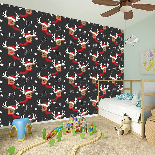 Santa Claus Deer Pattern Print Wall Sticker