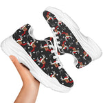 Santa Claus Deer Pattern Print White Chunky Shoes