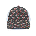 Santa Claus Deer Pattern Print White Mesh Trucker Hat