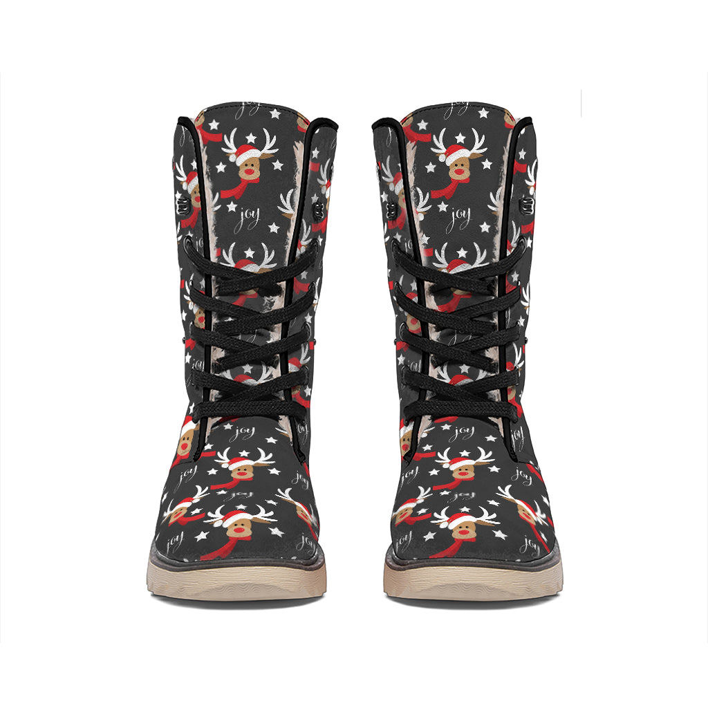 Santa Claus Deer Pattern Print Winter Boots