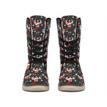 Santa Claus Deer Pattern Print Winter Boots