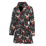 Santa Claus Deer Pattern Print Women's Bathrobe