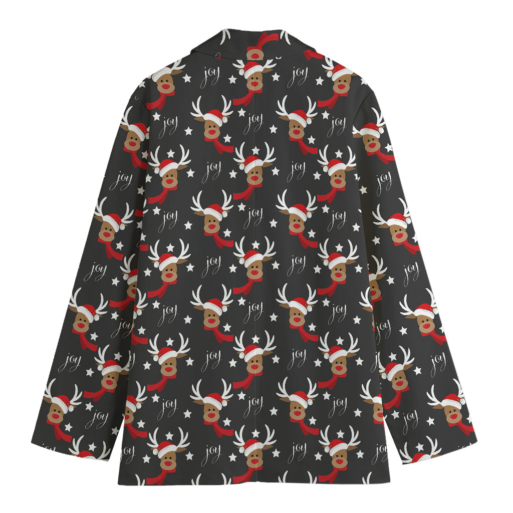 Santa Claus Deer Pattern Print Women's Blazer