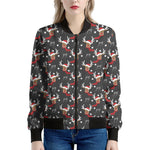Santa Claus Deer Pattern Print Women's Bomber Jacket