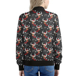 Santa Claus Deer Pattern Print Women's Bomber Jacket