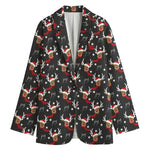 Santa Claus Deer Pattern Print Women's Cotton Blazer