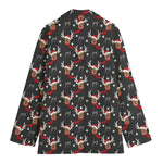 Santa Claus Deer Pattern Print Women's Cotton Blazer