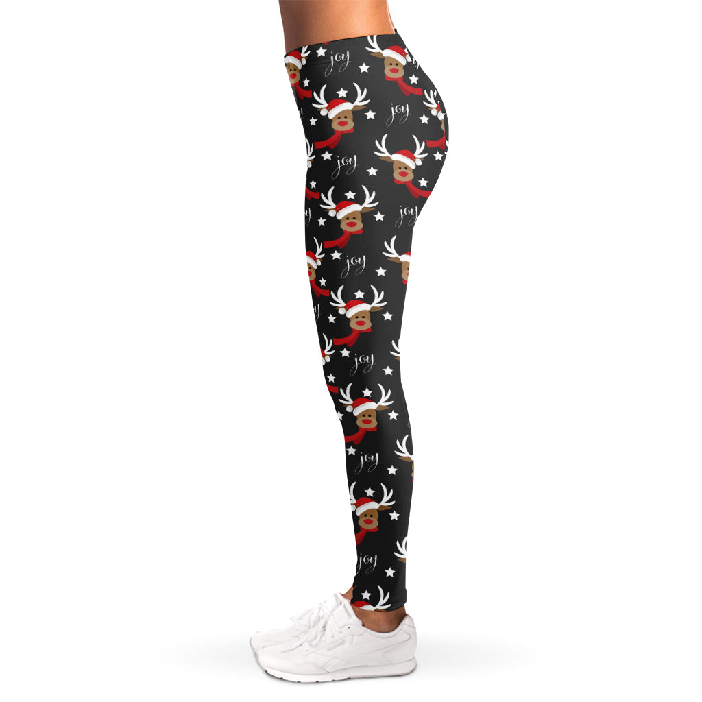 Santa Claus Deer Pattern Print Women's Leggings
