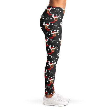 Santa Claus Deer Pattern Print Women's Leggings