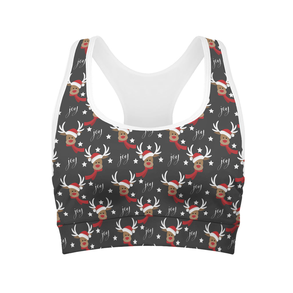 Santa Claus Deer Pattern Print Women's Sports Bra