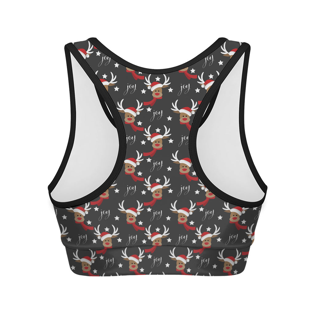 Santa Claus Deer Pattern Print Women's Sports Bra