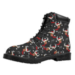 Santa Claus Deer Pattern Print Work Boots