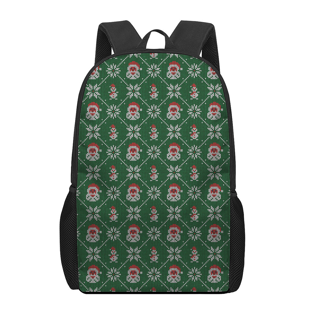 Santa Claus Knitted Pattern Print 17 Inch Backpack