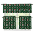 Santa Claus Knitted Pattern Print 3 Piece Kitchen Curtains