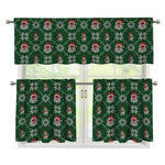 Santa Claus Knitted Pattern Print 3 Piece Kitchen Curtains