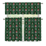 Santa Claus Knitted Pattern Print 3 Piece Kitchen Curtains