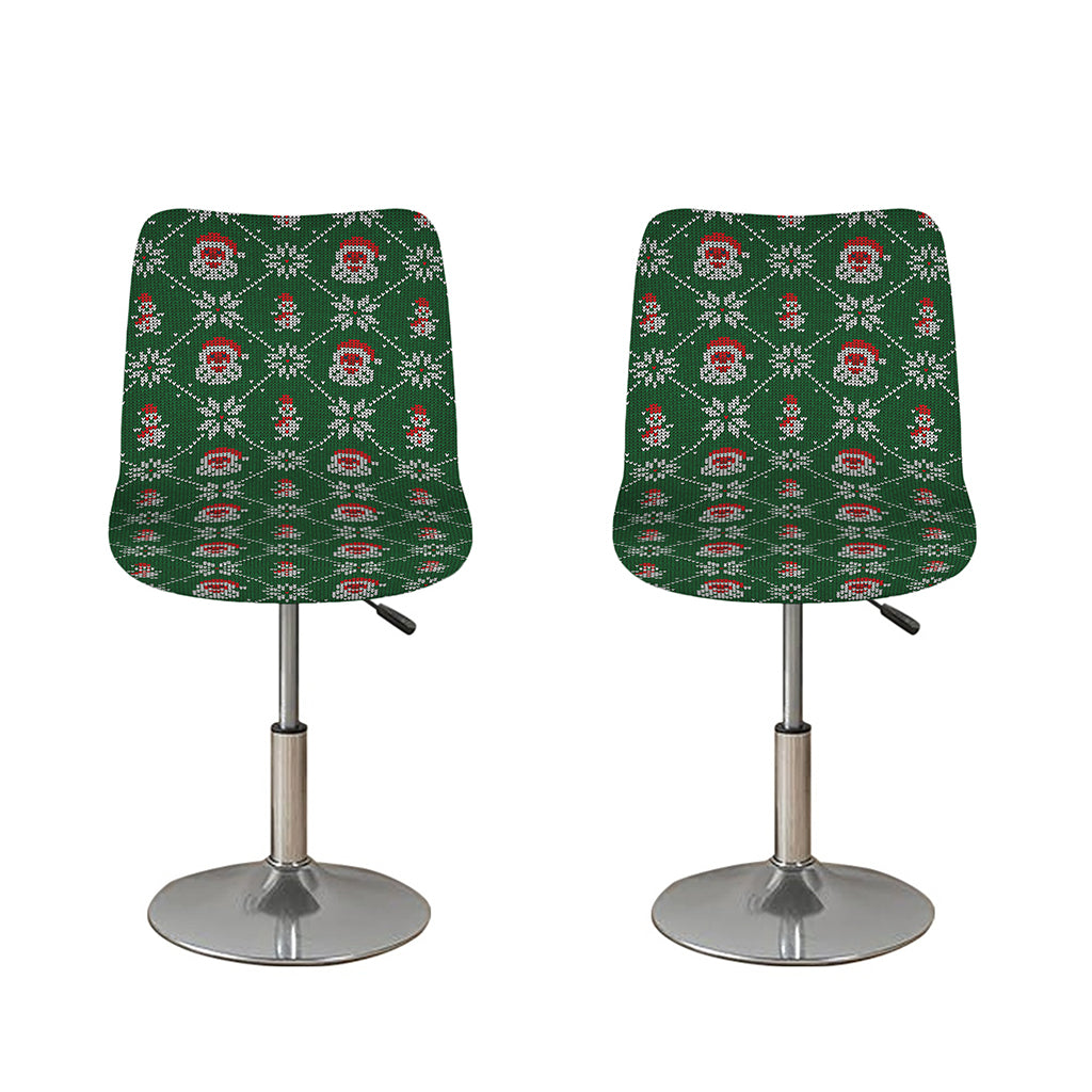 Santa Claus Knitted Pattern Print Bar Stool Covers