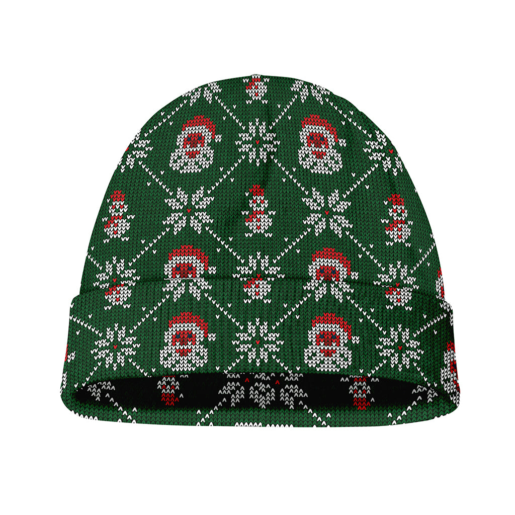 Santa Claus Knitted Pattern Print Beanie
