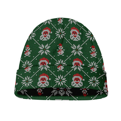 Santa Claus Knitted Pattern Print Beanie