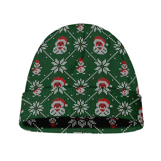 Santa Claus Knitted Pattern Print Beanie