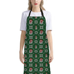 Santa Claus Knitted Pattern Print Bib Apron With Pocket
