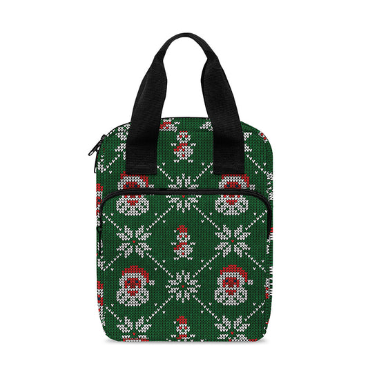 Santa Claus Knitted Pattern Print Bible Tote Bag