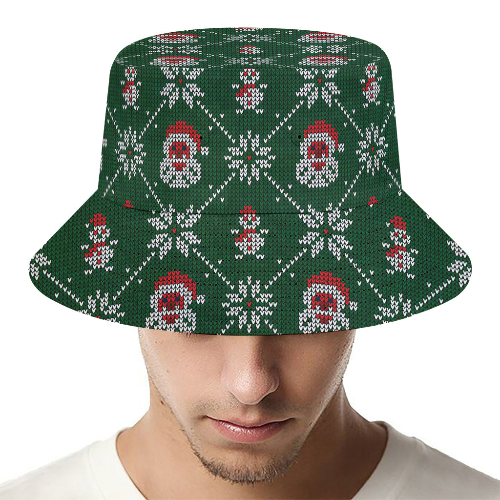 Santa Claus Knitted Pattern Print Bucket Hat