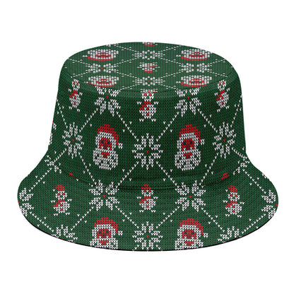 Santa Claus Knitted Pattern Print Bucket Hat