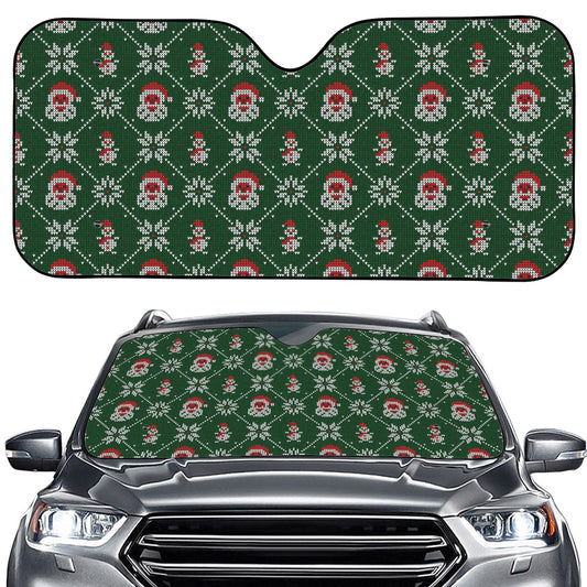 Santa Claus Knitted Pattern Print Car Windshield Sun Shade