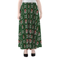 Santa Claus Knitted Pattern Print Chiffon Maxi Skirt