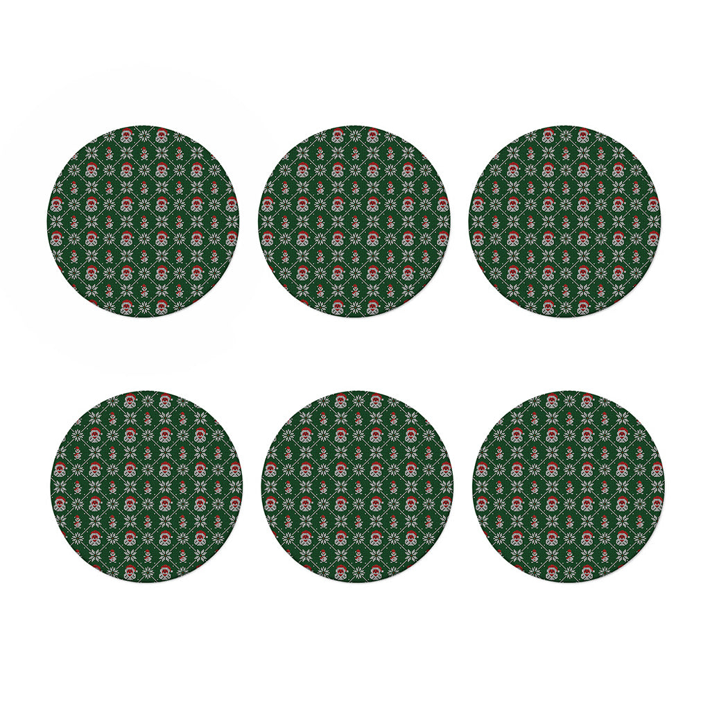 Santa Claus Knitted Pattern Print Coaster Set