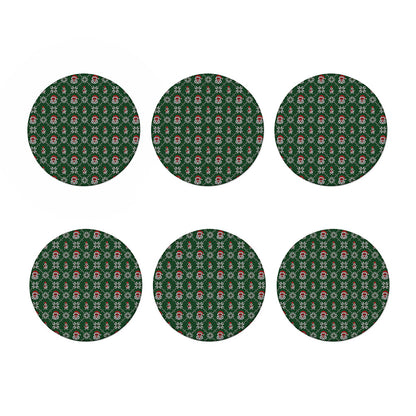 Santa Claus Knitted Pattern Print Coaster Set