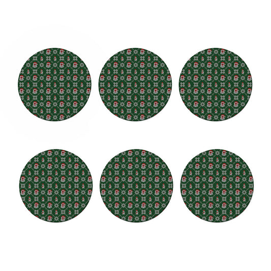 Santa Claus Knitted Pattern Print Coaster Set
