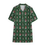 Santa Claus Knitted Pattern Print Cotton Hawaiian Shirt