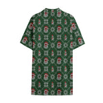 Santa Claus Knitted Pattern Print Cotton Hawaiian Shirt
