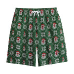 Santa Claus Knitted Pattern Print Cotton Shorts