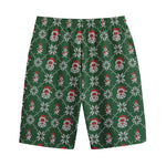 Santa Claus Knitted Pattern Print Cotton Shorts